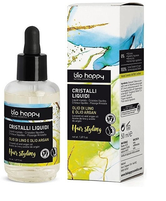 Liquid Hair Crystals with Linseed & Argan Oil - Bio Happy Hair Styling Liquid Cristals — photo N1