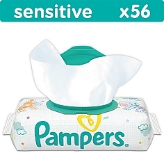 Baby Wet Wipes 'Sensitive', 56 pcs - Pampers — photo N2