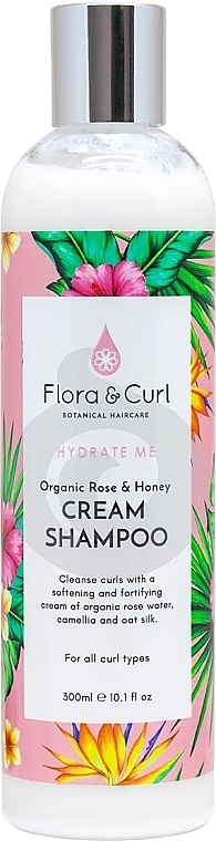Rose Water & Honey Cream Shampoo - Flora & Curl Hydrate Me Rose & Honey Cream Shampoo — photo N1