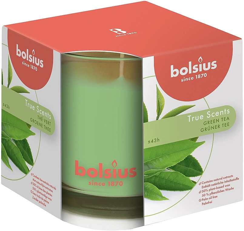 Green Tea Scented Candle in Jar, 95/95 mm - Bolsius Candle — photo N4