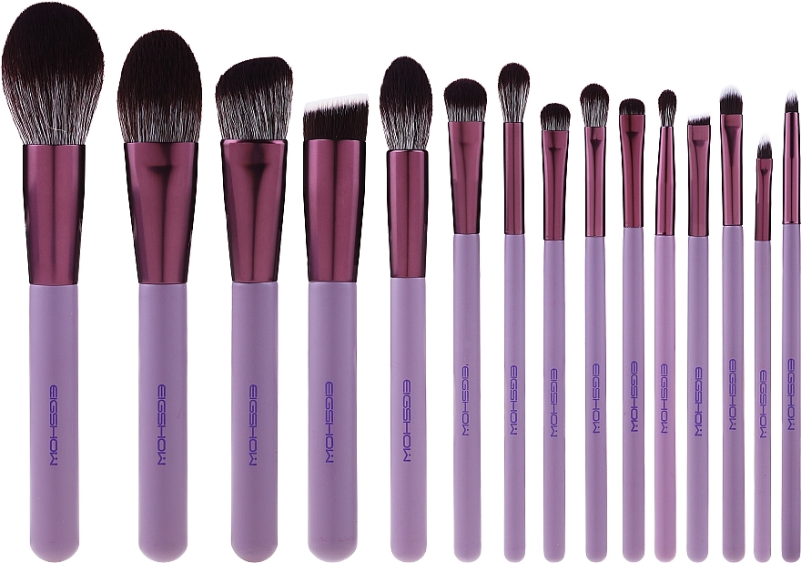 Makeup Brush Set, 15pcs - Eigshow Beauty Smoke Purple Brush Kit — photo N1
