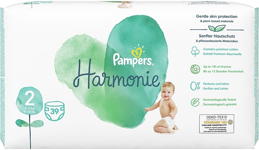 Diapers, size 2 (4-8 kg), 39 pcs - Pampers Harmonie Mini — photo N7