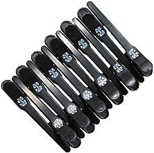 Fragrances, Perfumes, Cosmetics Hair Clip, black, L, 12pcs, RA 00072 - Ronney Professional Hair Clip