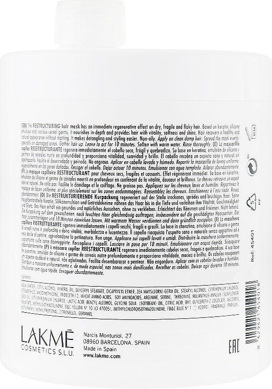 Restructuring Hair Mask - Lakme Master Mask — photo N19