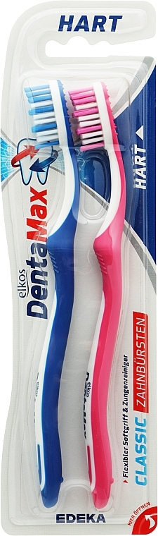 Hard Toothbrush, blue+pink - Elkos Dental Classic — photo N3