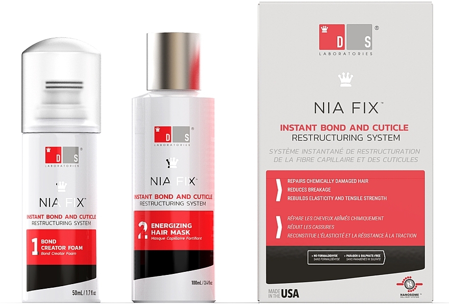 Set - DS Laboratories Nia Fix Instant Bond And Cuticle Restructuring System (hair/foam/50ml + hair/mask/100ml) — photo N6