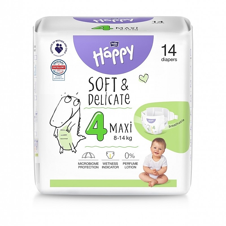Baby Diapers 8-14 kg, size 4 Maxi, 14 pcs - Bella Baby Happy Soft & Delicate — photo N1