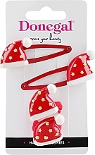 Set of hairpins and rubber bands “New Year”, FA-5743, red hats with stars - Donegal — photo N1