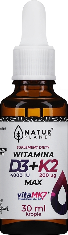 Vitamin D3+ K2 Drops - Natur Planet Suplement Diet Vitamin D3+ K2 Max — photo N1