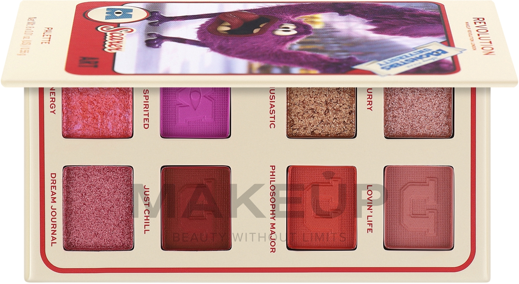 Eyeshadow Palette - Makeup Revolution X Monsters University Card Palette Art Scare — photo 4.4 g