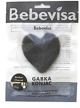 Fragrances, Perfumes, Cosmetics Cleansing Heart Sponge "Bamboo Charcoal" - Bebevisa Konjac Sponge