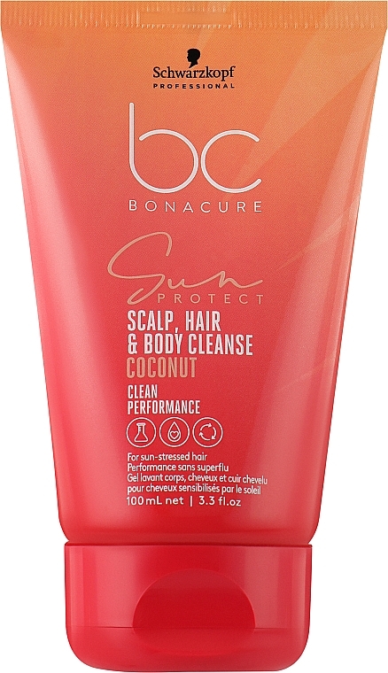 Hair, Scalp and Body Shampoo - Schwarzkopf Professional Bonacure Sun Protect 3-In-1 Scalp, Hair & Body Cleanse Coconut — photo N1