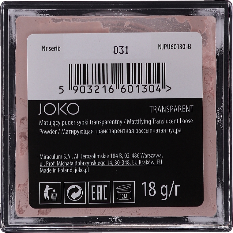 Mattifyining Transparent Loose Powder - Joko Mattifyining Transparent Loose Powder — photo N4