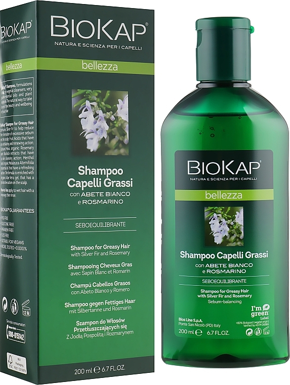 Shampoo for Oily Hair - BiosLine BioKap Shampoo For Oily Hair With Silver Fir And Rosemary — photo N1