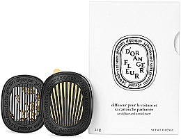 Fragrances, Perfumes, Cosmetics Car Air Freshener - Diptyque Car Diffuser with Fleur D'Oranger Insert