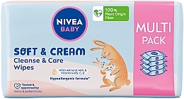 Fragrances, Perfumes, Cosmetics Biodegradable Wipes, 4 x 57 pcs - Nivea Baby Soft & Cream