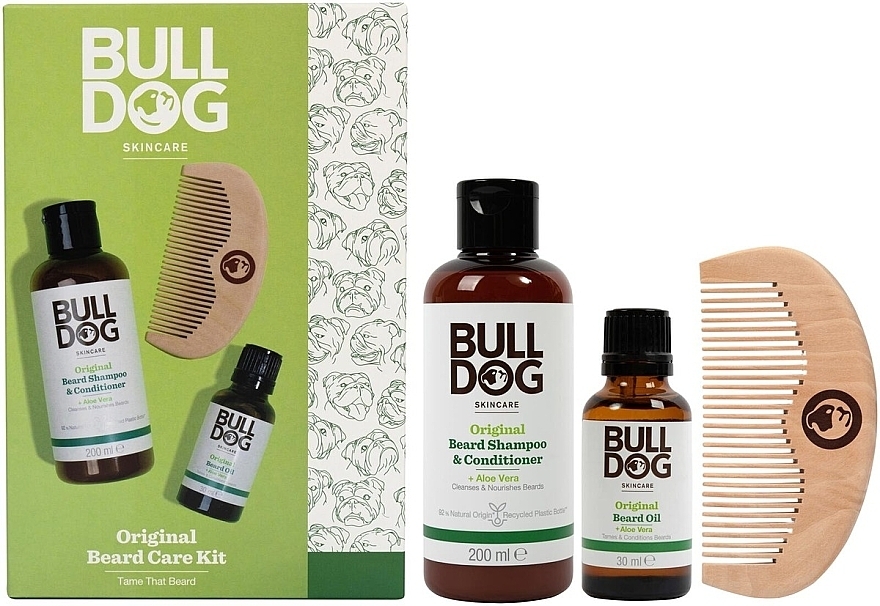 Set - Bulldog Skincare Original Beard Care Kit (bearg/shmp/200ml + bearg/oil/30ml + comb) — photo N2