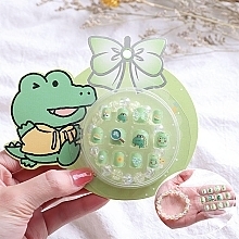 Self-Adhesive 5D Nails for Kids with Bracelet, 933 Crocodile, 12 pcs. - Deni Carte Tipsy Kids — photo N2