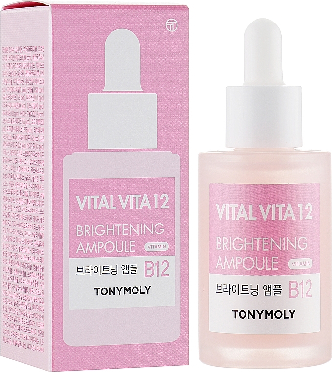 Brightening Ampoule Essence with Vitamin B12 and Peptides - Tony Moly Vital Vita 12 Brightening Ampoule B12 — photo N2