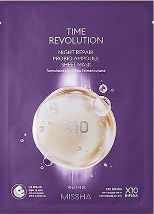 Rejuvenation Ampoule Night Face Mask - Missha Time Revolution Night Repair Probio Ampoule Sheet Mask — photo N1