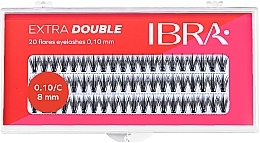 Individual Lashes, C 0,1 mm, 8 mm - Ibra Extra Double 20 Flares Eyelash C 8 mm  — photo N6