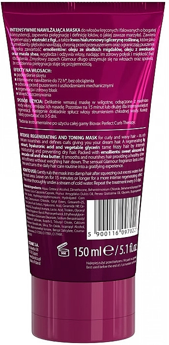 Mask for Curly & Wavy Hair - L'biotica Biovax Glamour Perfect Curls Therapy — photo N2