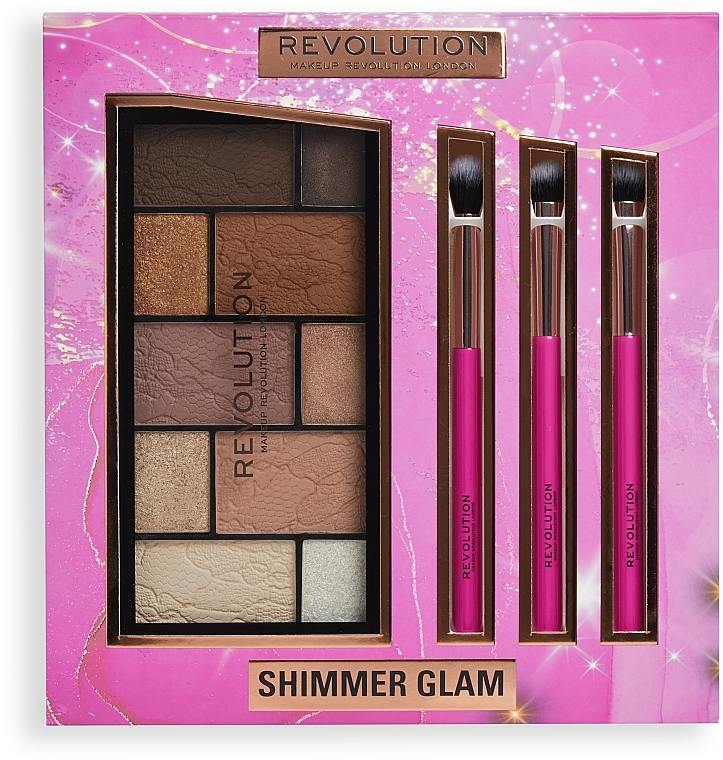 Set, 4 products - Makeup Revolution Shimmer Glam Eye Set — photo N1