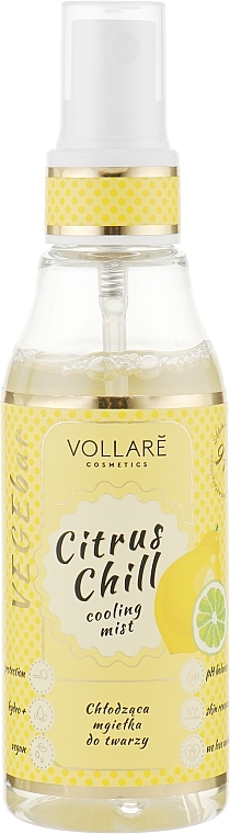 Cooling Face Tonic Spray - Vollare Cosmetics VegeBar Citrus Chill Cooling Face Mist — photo N1