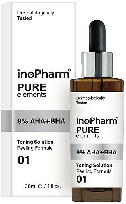 Exfoliating Face Peeling with 9% AHA & BHA Acids - InoPharm Pure Elements 9% AHA+BHA Peeling — photo N2