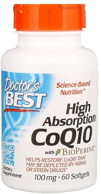 High Absorption Coenzyme Q10 with Bioperine, 100mg, softgels - Doctor's Best — photo N1