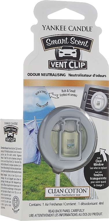 Liquid Car Air Freshener - Yankee Candle Smart Scent Vent Clip Clean Cotton — photo N3
