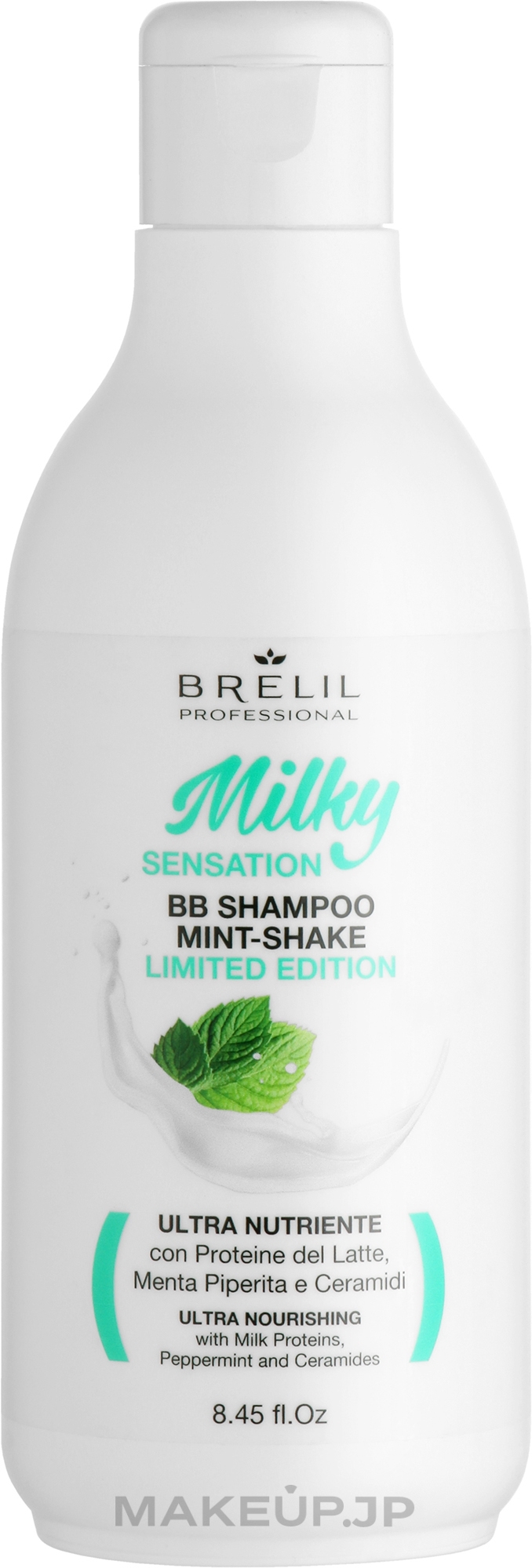 Refreshing & Repairing Shampoo with Mint & Milk Proteins - Brelil Milky Sensation BB Shampoo Mint-Shake Limitide Edition — photo 250 ml