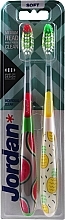 Fragrances, Perfumes, Cosmetics Soft Toothbrush, yellow with pineapple + transparent with watermelons - Jordan Individual Clean Soft