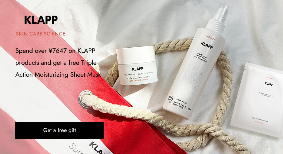 Spend over ¥7647 on KLAPP products and get a free Triple Action Moisturizing Sheet Mask