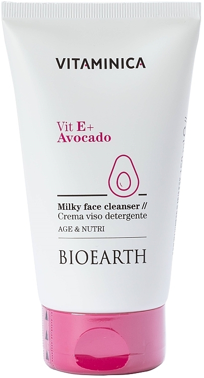 Face Cleansing Milk - Bioearth Vitaminica Vit E + Avocado Milky Face Cleanser — photo N1