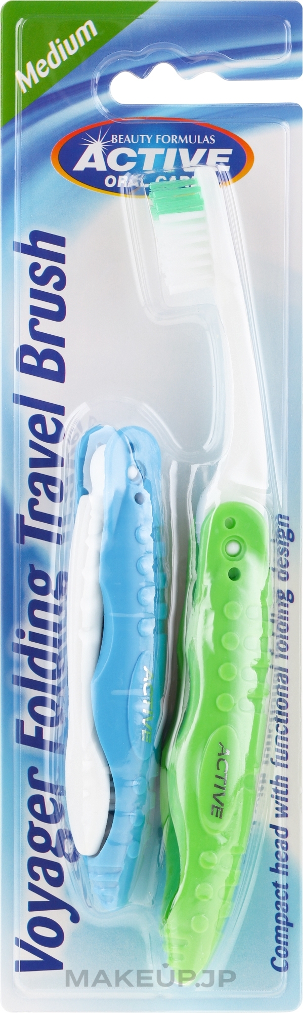 Travel Toothbrush, green - Beauty Formulas Voyager Active Folding Dustproof Travel Toothbrush Medium — photo 2 pcs.