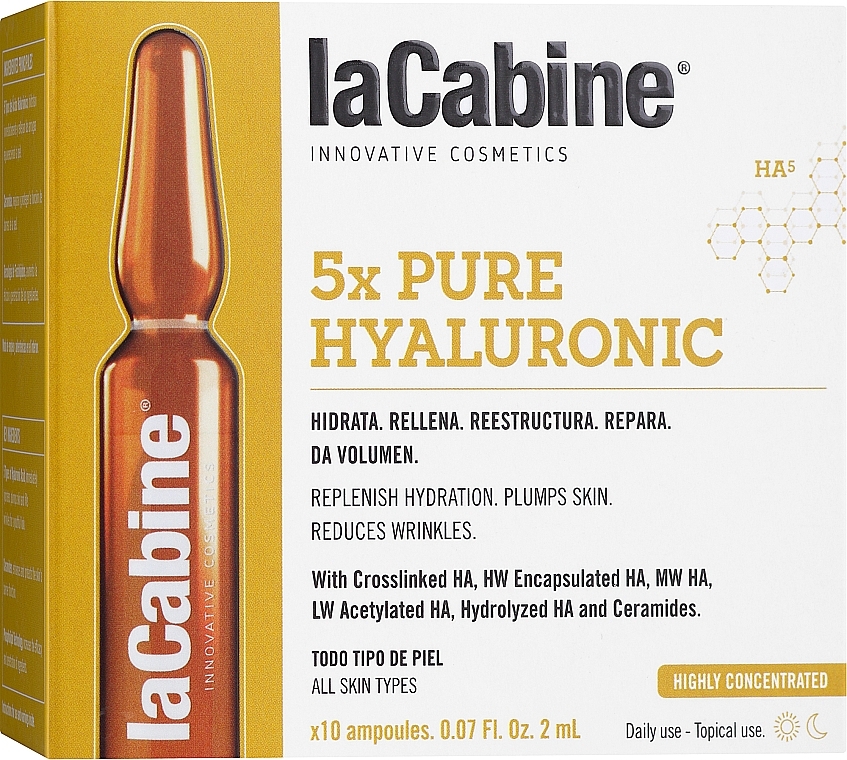 Hyaluronic Face Ampoules - La Cabine 5x Hyaluronic Pure Ampoules — photo N1
