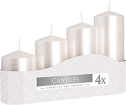 Cylindrical Candle Set, pearlescent, 4 pcs. - Bispol — photo N1