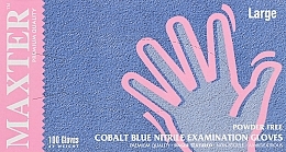 Disposable Nitrile Gloves, non-sterile, blue, powder-free, 2.2 Mil, size L, 100 pcs - Maxter — photo N1