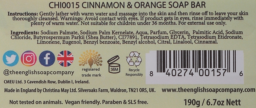 Cinnamon & Orange Soap - The English Soap Company Vintage Collection Cinnamon & Orange Soap — photo N2