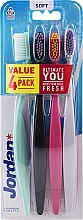 Fragrances, Perfumes, Cosmetics Soft Toothbrush, 4 pcs, mint+black+pink+gray - Jordan Ultimate You Soft Toothbrush