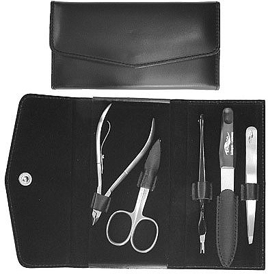 Manicure Set, 4 pcs, 00236, black - Erlinda Solingen Top Grain Manicure Set — photo N1