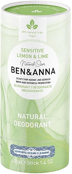 Natural Deodorant without Soda - Ben & Anna Deo Stick Sensitive Lemon & Lime — photo N1