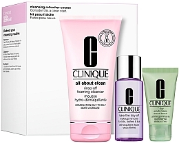 Fragrances, Perfumes, Cosmetics Set - Clinique Cleansing Refresher Course Set (foam/150ml + remover/50ml + scrub/30ml)