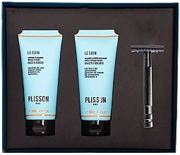 Set - Plisson Handsome Aesthete Gift Box (shave/cr/100 ml + af/shave/balm/100 ml + razor/1 pcs) — photo N1