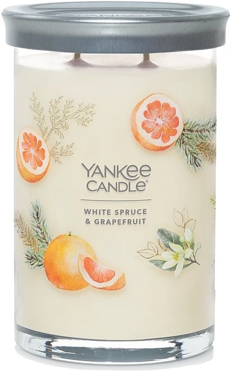 White Spruce & Grapefruit Scented Candle in Glass, 2 wicks - Yankee Candle White Spruce And Grapefruit — photo N2