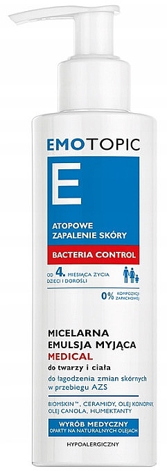 Face and Body Micellar Emulsion - Pharmaceris E Emotopic Bacteria Control — photo N4