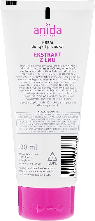 Hand and Nail Cream - Anida Pharmacy Linen Extract Hand Cream — photo N2