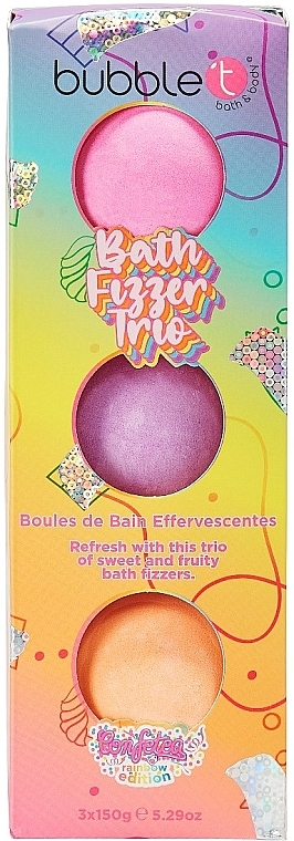 Bath Bomb Set - Bubble T Rainbow Bath Fizzer Trio — photo N1