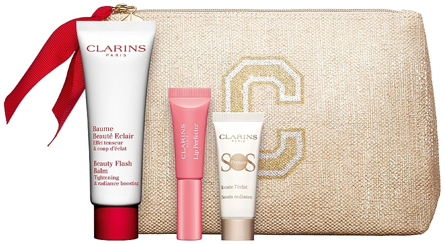 Set - Clarins Radiance Collection (f/balm/50ml + l/gloss/5ml + primer/10ml + pouch) — photo N1